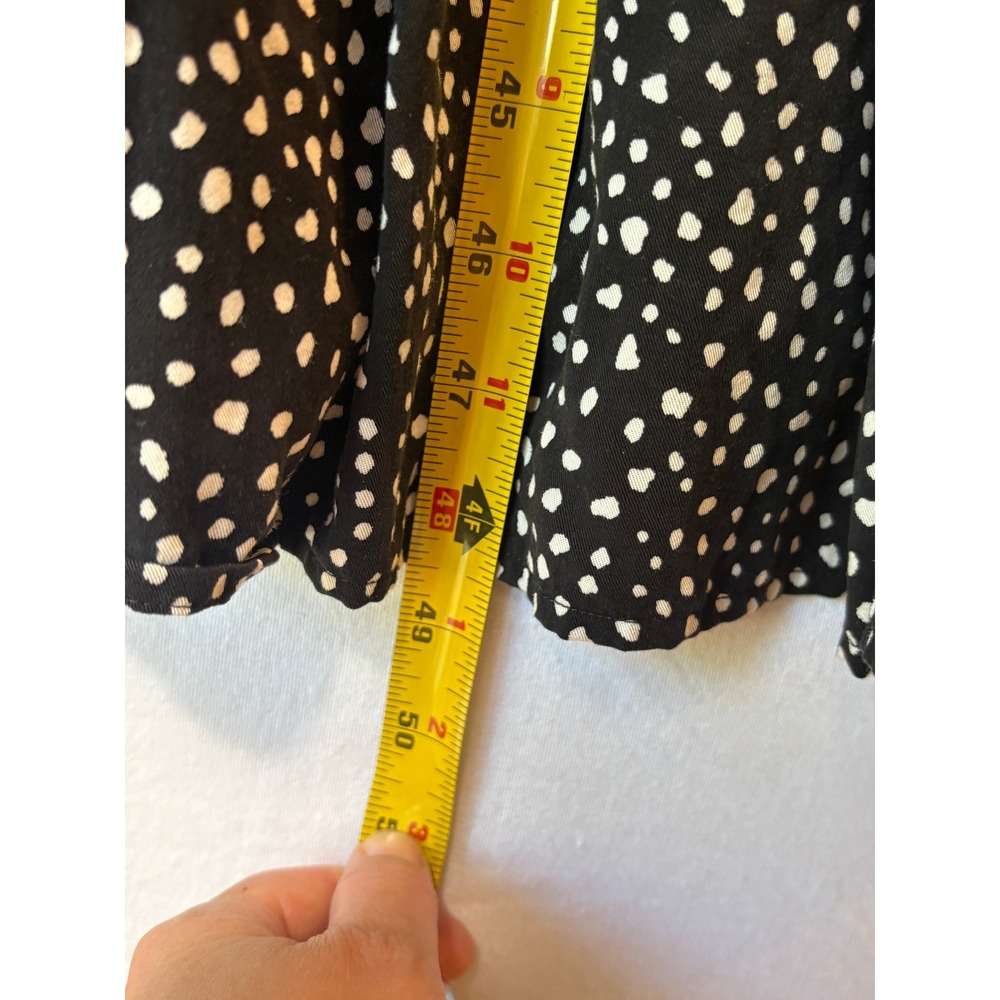 Saint + Sofia Greenwich Maxi Dress Black White Spot Tencel Tiered Sleeveless 6 - Picture 7 of 11